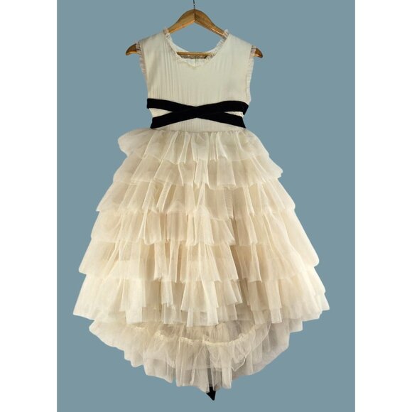 Joy Folie Other - Joy Folie Geneva Petticoat Dress Cream Tuel Youth 12 Black Velvet Ribbon Mia Joy